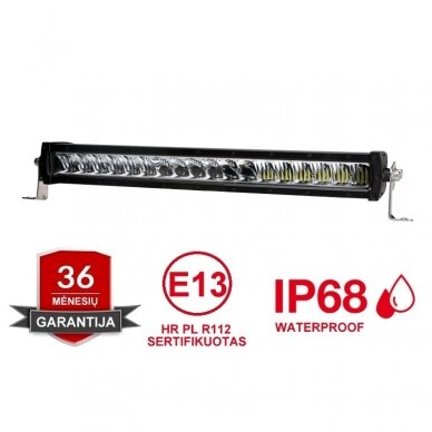 Komplektas LED BAR sertifikuoto žibinto 240W 24000LM 12-24V (E9 HR PL) COMBO su laikikliu ir laidu 6