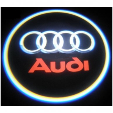 AUDI LED 3D originalus logotipas šešėlis į duris 2