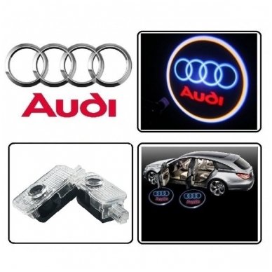 AUDI LED 3D originalus logotipas šešėlis į duris 3