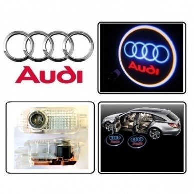 AUDI LED 3D originalus logotipas šešėlis į duris