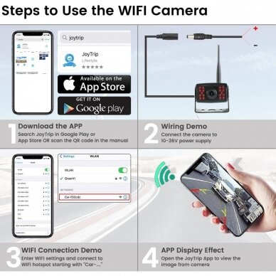 Belaidė parkavimo kamera 5G WIFI AHD su IR LED Android, IOS 12/24V 2