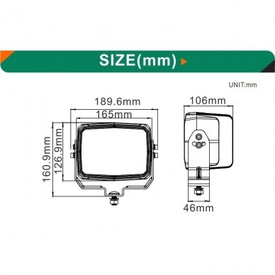 Be akinimo BIG 100W OSRAM-CRD LED 10.000LM Anti-glare darbo žibintas EMC, 10-32V 14