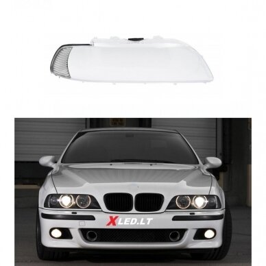 BMW 5 E39 (2000-2003) Facelift - Dešinės pusės žibinto stiklas, su chromuotu posūkio reflektoriaus