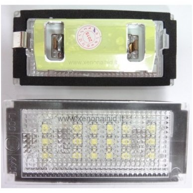 BMW E46-Fafelift 2D (04-06), E46-M (04-06) E4 numerio apšvietimo lemputės x2vnt. 18 SMD 3w 6000k 1