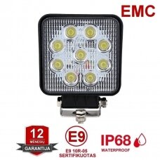 EMC LED plataus švietimo darbo žibintas 27W, 10-30V, 9 LED