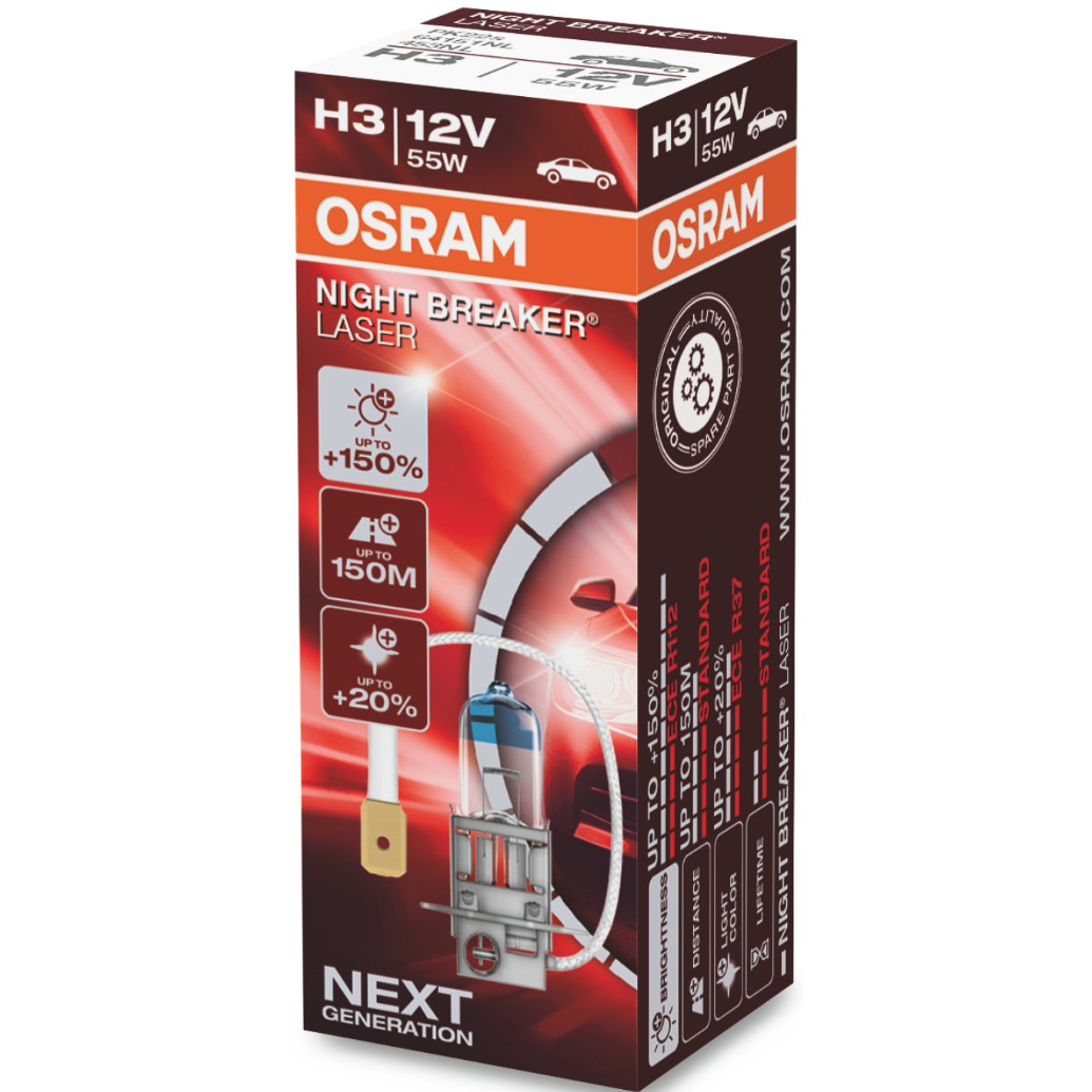 H3OSRAMNIGHTBREAKERLASER+150%šviesos,+150mšvietimo,+20?ltumohalogeninėlemputė