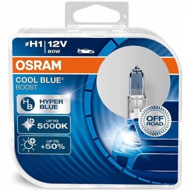 H1 OSRAM COOL BLUE BOOST, 80W 5000K, +50% šviesos, 62150CBB-HCB, 4052899439764