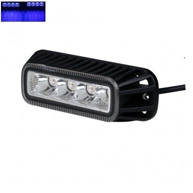 Įspėjamasis MINI galingas 4 LED švyturėlis - mėlynas 12W 12V-24V