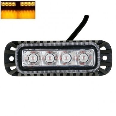 Įspėjamasis MINI galingas 4 LED švyturėlis - geltonas 12W 12V-24V 1