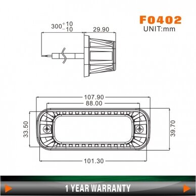 Įspėjamasis MINI galingas 4 LED švyturėlis - mėlynas 12W 12V-24V 2