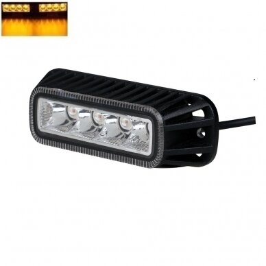 Įspėjamasis MINI galingas 4 LED švyturėlis - geltonas 12W 12V-24V