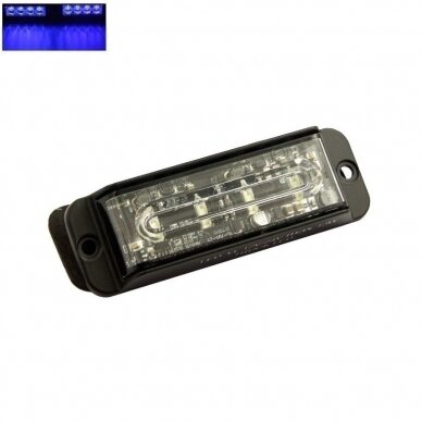 Įspėjamasis MINI galingas 4 LED 13W švyturėlis - mėlynas 12V-24V