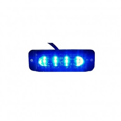 Įspėjamasis MINI galingas 4 LED 13W švyturėlis - mėlynas 12V-24V 3