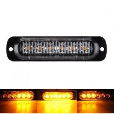 Įspėjamasis SUPER MINI 6 LED 9W švyturėlis - geltonas 12V-24V