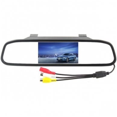 LCD 4.3 colių auto monitorius galinio matymo veidrodėlyje parkavimo sistemoms ir DVD 12V