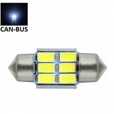 LED CAN BUS lemputė F10 / C5W 31mm - 6 LED