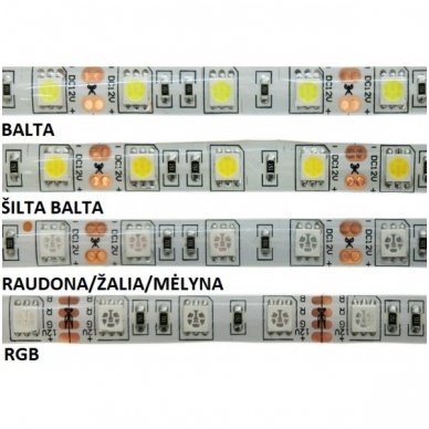 LED juosta mėlyna 12V 14.4W/m LED5050 SMD hermetiška 2