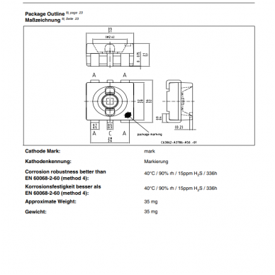 Osram 6 kontaktų SMD 3528 PLCC6 geltonas diodas 10 vnt. 2