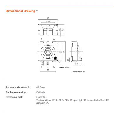 Osram 6 kontaktų SMD 3528 PLCC6 geltonas diodas 10 vnt. 5