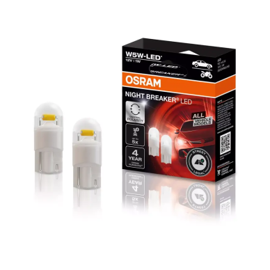 Osram NIGHT BREAKER LED W5W 12V 1W W2.1x9.5d GEN2 lempučių komplektas 2825DWNB-2HFB | Legalios keliuose