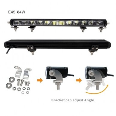 SLIM LED BAR lenktas sertifikuotas žibintas 84W 8400LM 12-24V (E9 HR PL) COMBO 52cm 25