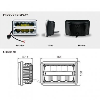 Sunkvežimių / MOTO priekinis CREE LED žibintas 45W artimos/ tolimos/ gabaritas 9-32V 14