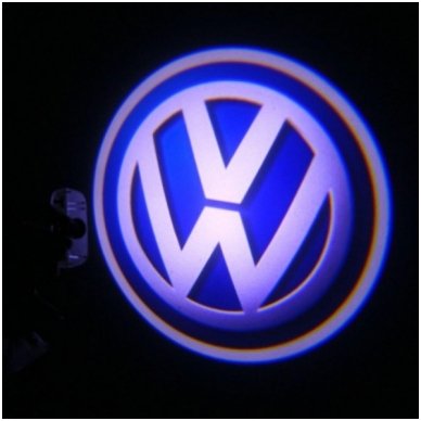 VOLKSWAGEN VW automobilio LED 3D logotipas šešėlis į duris šviečiantis ant žemės- įgręžiamas 1