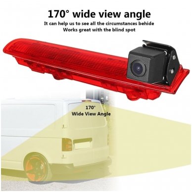 VW Transporter T5 ir T6 galinio vaizdo kamera integruota stabdžio žibinte 3