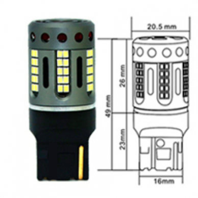 XLED 100% CAN-BUS W21W-7440 ZES LED 6000k balta lemputė į atbulinį ir DRL žibintą 2